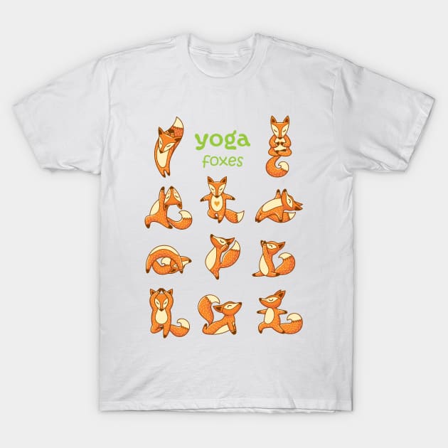 Yoga Foxes T-Shirt by juyodesign